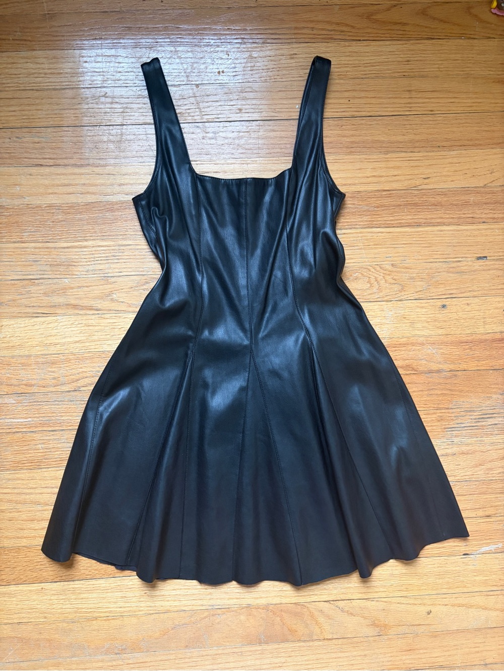 Forever 21 Black Faux Leather Fit & Flare Mini Dress